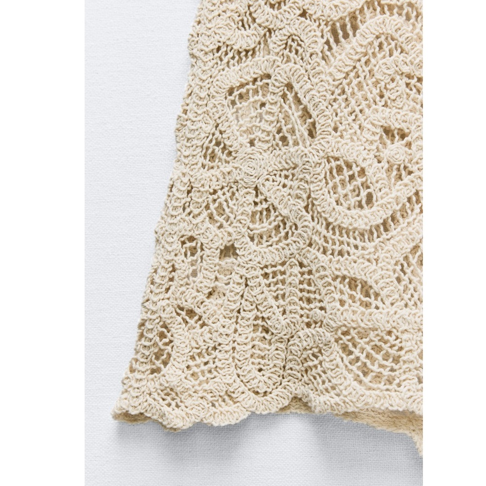 Zara FLARED CROCHET PANTS - Picture 6 of 7